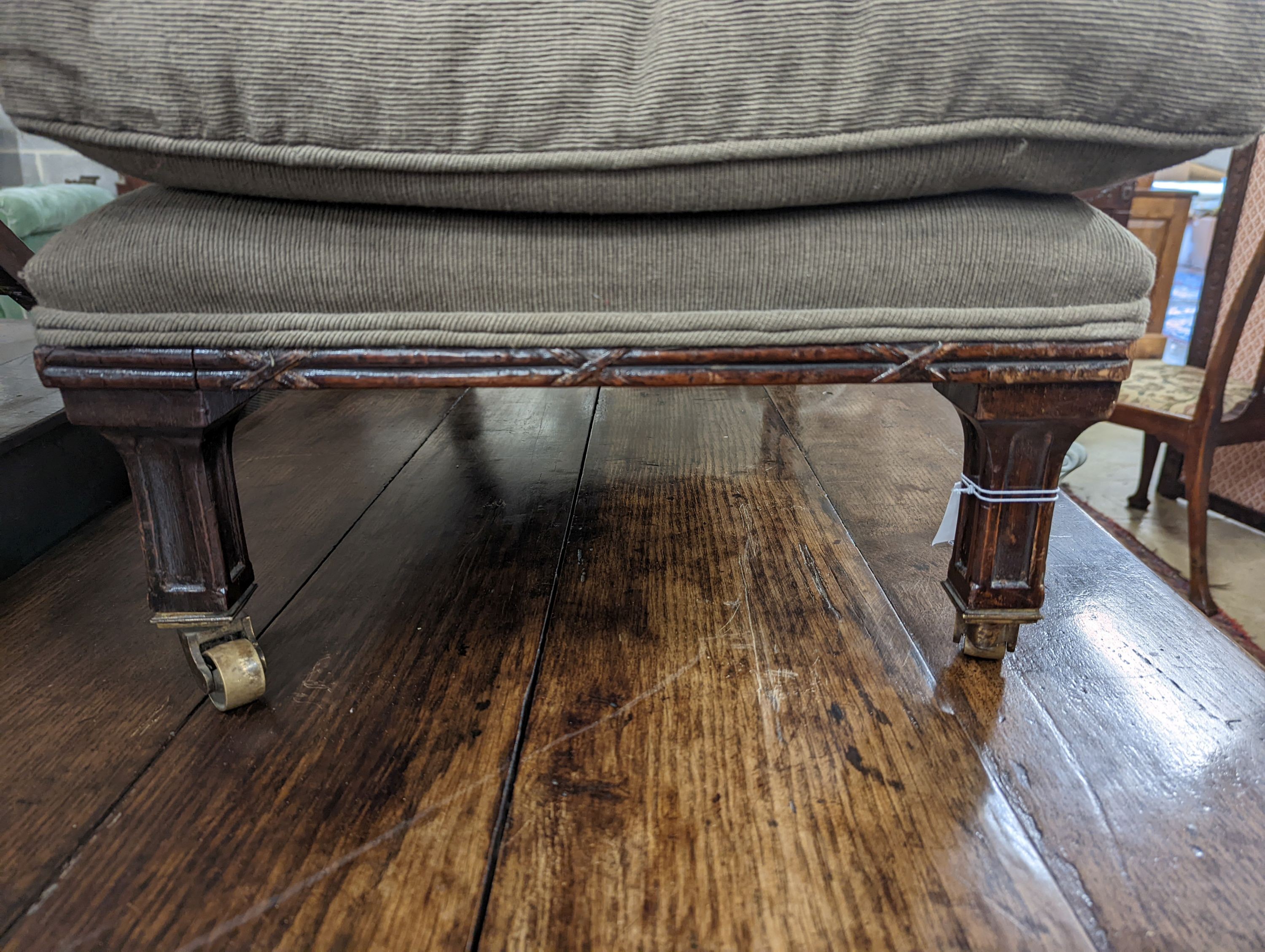 A 19th century French rectangular stool, length 74cm, depth 47cm, height 38cm